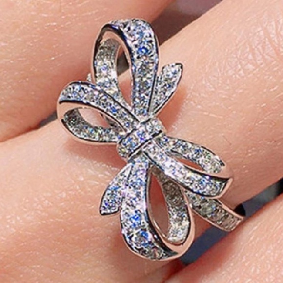 Luxe Gold Tone Cubic Zirconia Bow Ring - Picture 6 of 8